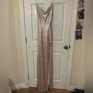 Gold Sequin Prom Dress w/ Slit